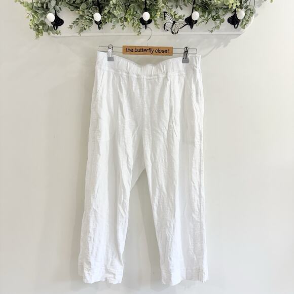 Escape By Habitat White Elastic Waist Cropped Wide Leg Pants Medium K189 - Picture 1 of 4